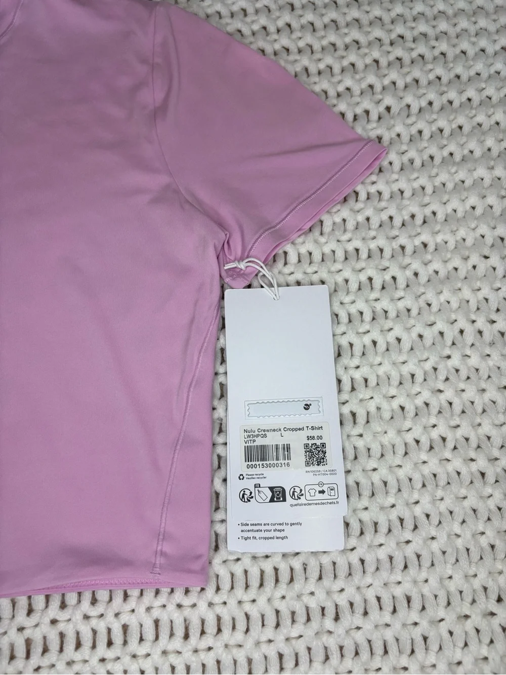 lululemon vitapink nulu crewneck cropped t-shit size large